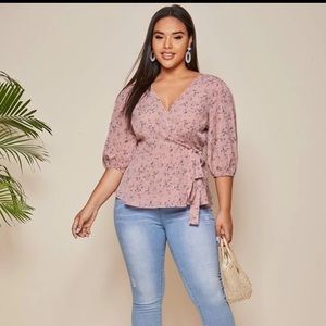 Ditsy Floral Tie Front Blouse